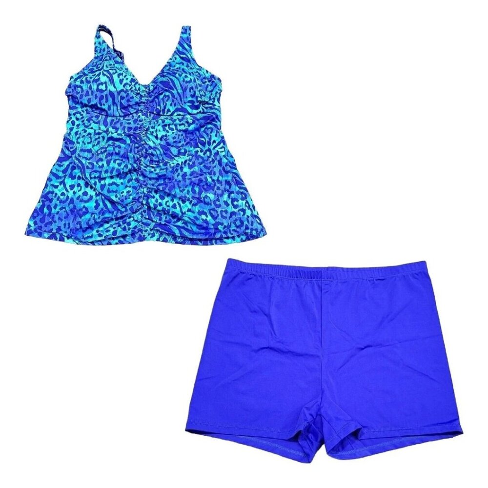 Kim Gravel x Swimsuits Shirred Top w/ Short Set St.TropezAnimal Reg 10 A567735
